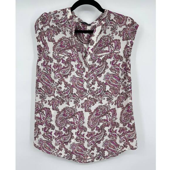 The Limited Womens Purple White Paisley Sleeveless Blouse Button Front Top Small - Picture 1 of 10